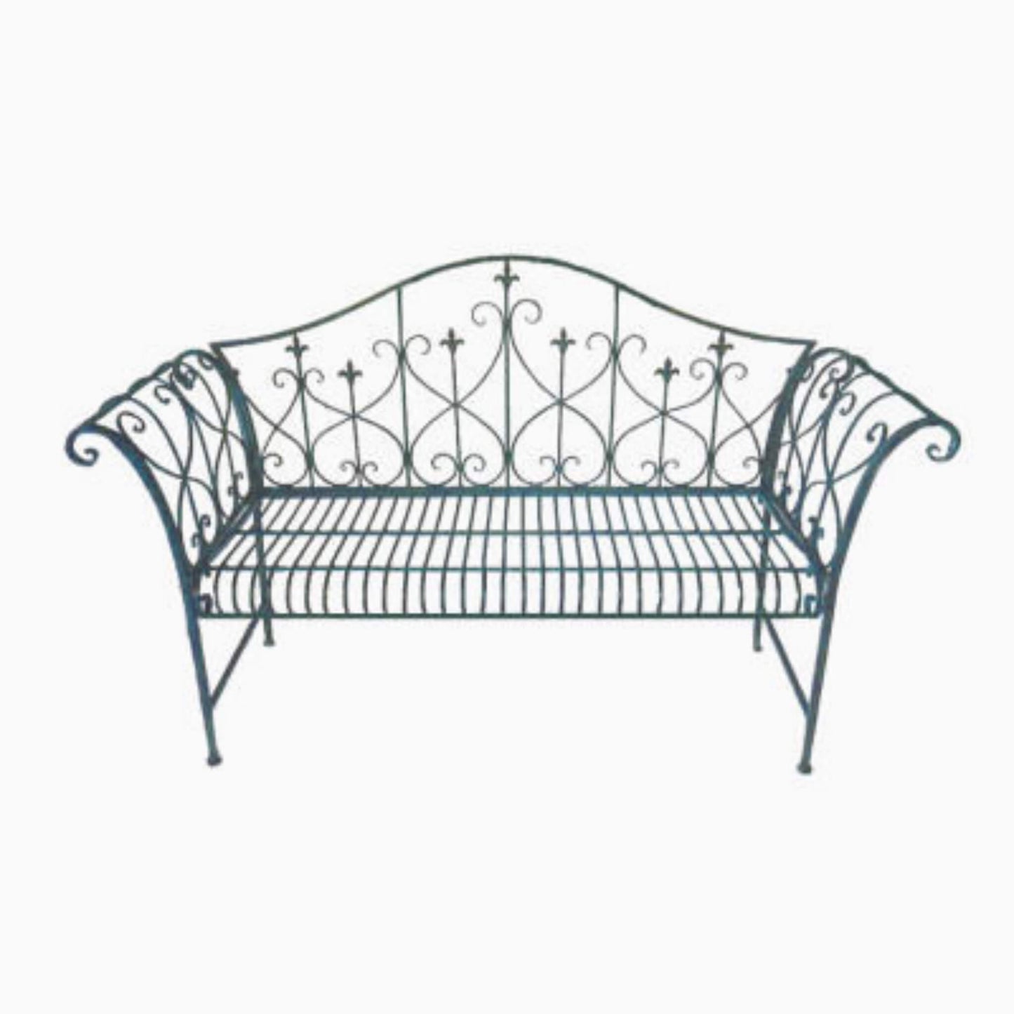 Vintage Wrought Iron Bench in Antique Blue by Ascalon