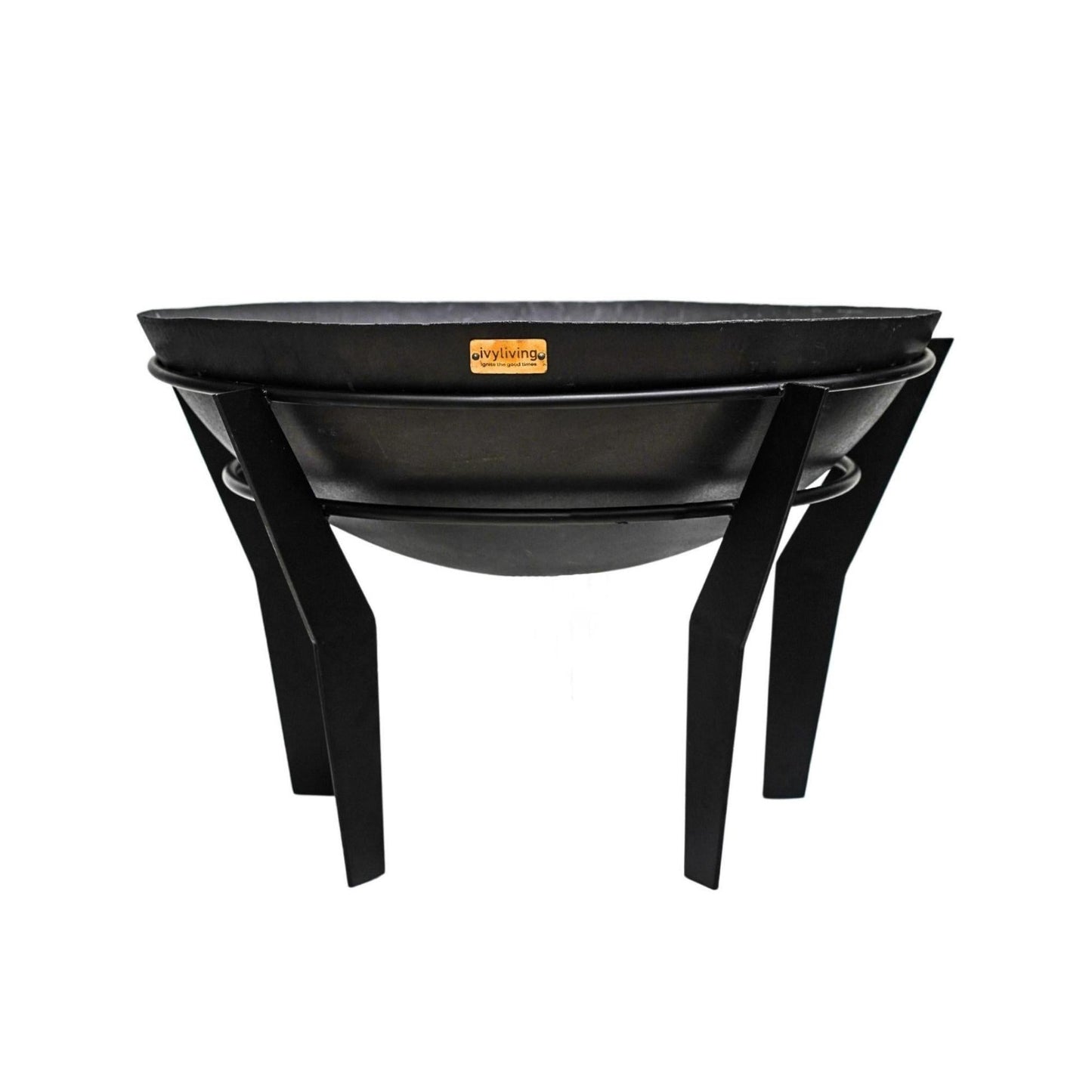 Metal Kendal Outdoor Fire Pit on Stand in Black by Ivyline