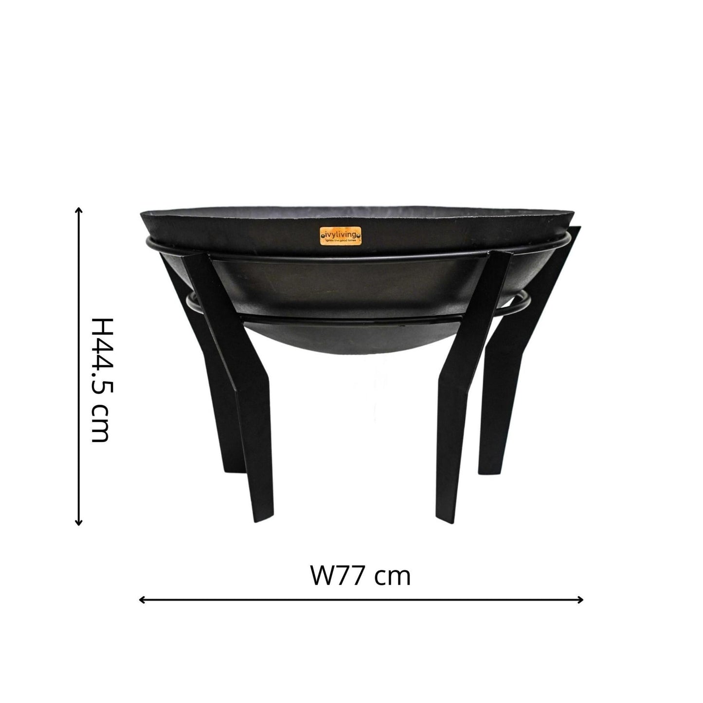 Metal Kendal Outdoor Fire Pit on Stand in Black by Ivyline