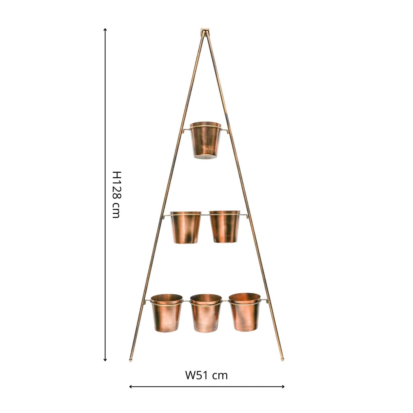 Outdoor Vertical Gold Metal Wall Plant Stand with Planters by Ivyline
