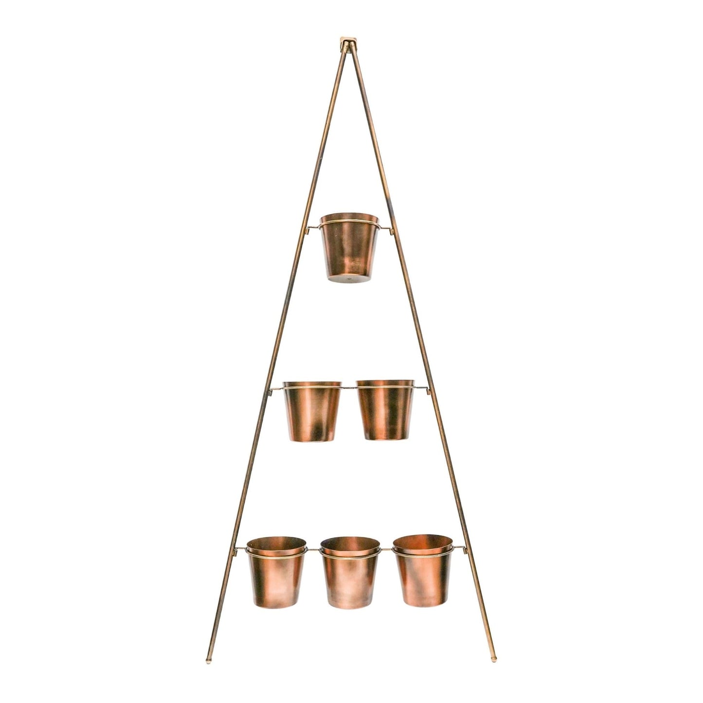 Outdoor Vertical Gold Metal Wall Plant Stand with Planters by Ivyline
