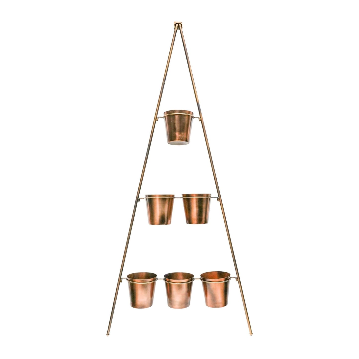Outdoor Vertical Gold Metal Wall Plant Stand with Planters by Ivyline