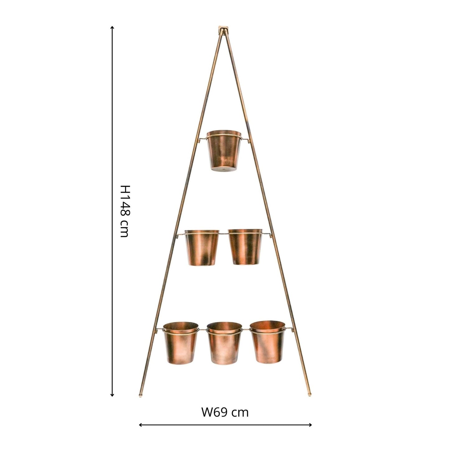 Outdoor Vertical Gold Metal Wall Plant Stand with Planters by Ivyline