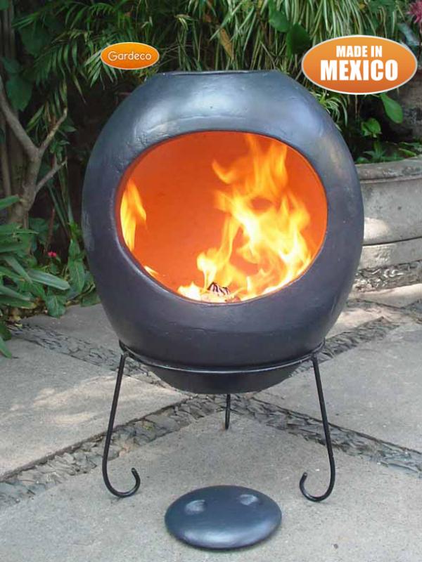 Ellipse Extra-Large Mexican Clay Chiminea by Gardeco