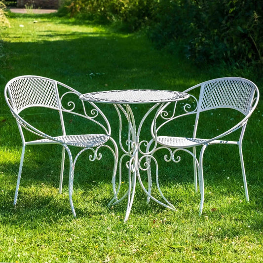 Aquitaine Mesh 3 Piece Bistro Set in White by Ascalon