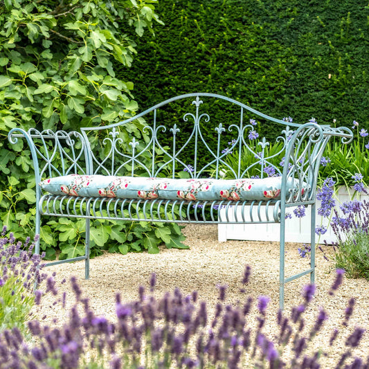 Vintage Wrought Iron Bench in Antique Blue by Ascalon