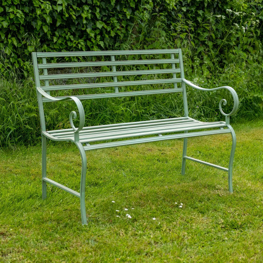 Slatted Metal Bench in Green by Ascalon