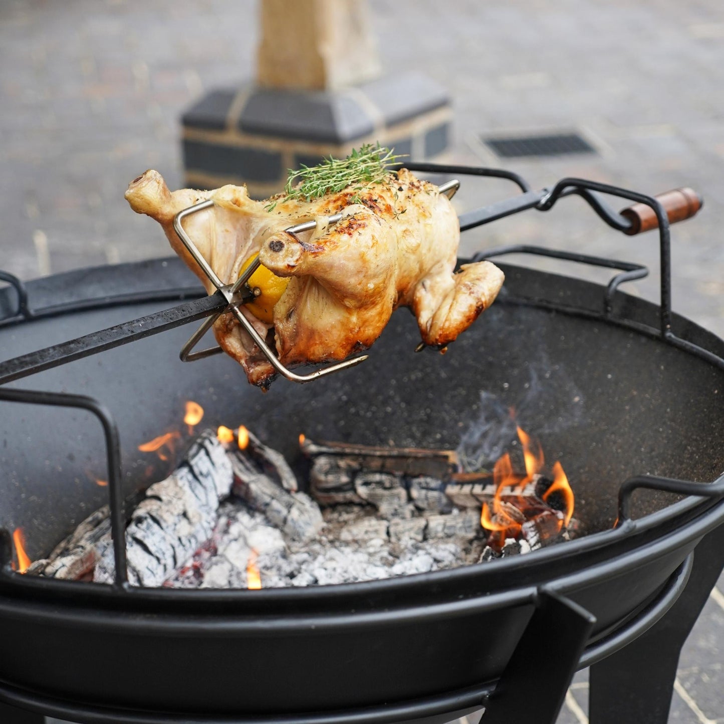 Metal Kendal Outdoor Fire Pit on Stand in Black by Ivyline