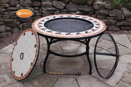 Mosaic Fire Bowl Table BBQ Grill by Gardeco